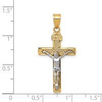 14K Two-tone Diamond-cut Lattice Cross Pendant with Crucifix view 3