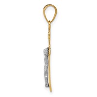 14K Two-tone Diamond-cut Lattice Cross Pendant with Crucifix view 2