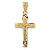 14K Two-tone Diamond-cut Lattice Cross Pendant with Crucifix view 4