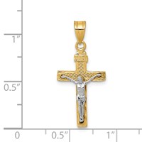14K Two-tone Diamond-cut Lattice Cross Pendant with Crucifix view 3