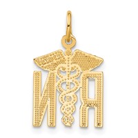14K Yellow Gold Diamond-cut RN Registered Nurse Charm view 3