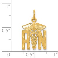 14K Yellow Gold Diamond-cut RN Registered Nurse Charm view 4