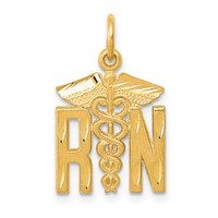 14K Yellow Gold Diamond-cut RN Registered Nurse Charm view 1