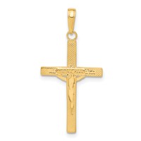 14K Yellow Gold Diamond-cut Fancy Tipped Crucifix Pendant view 3