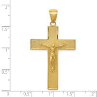 14K Yellow Gold Textured Crucifix Latin Cross Pendant view 3