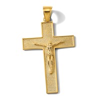 14K Yellow Gold Textured Crucifix Latin Cross Pendant view 5