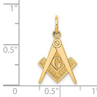 14K Yellow Gold Polished and Textured Masonic Symbol Charm view 4