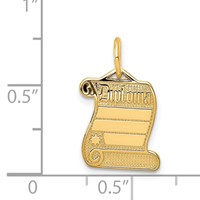 14K Yellow Gold Diploma Engravable Charm view 4