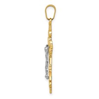 14K Two-Tone Medium Lacy-Edge Inri Crucifix Pendant view 2