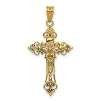 14K Two-Tone Medium Lacy-Edge Inri Crucifix Pendant view 4