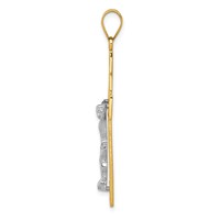 14K Two-Tone Diamond-cut Large Filigree Crucifix Pendant view 2