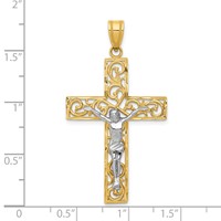 14K Two-Tone Diamond-cut Large Filigree Crucifix Pendant view 3
