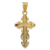 14K Two-tone Small Narrow Crucifix Pendant view 4