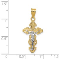 14K Two-tone Small Narrow Crucifix Pendant view 3