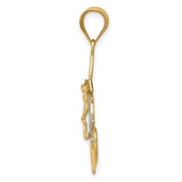 14K and White Rhodium Diamond-cut Mariners Crucifix Pendant view 2