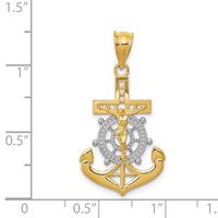 14K and White Rhodium Diamond-cut Mariners Crucifix Pendant view 3