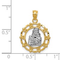 14K and White Rhodium Mother Holding Baby Pendant view 3