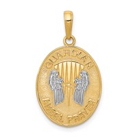 14K and White Rhodium Reversible Guardian Angel Prayer Pendant view 1