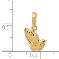 14K Yellow Gold Praying Hands Pendant view 4