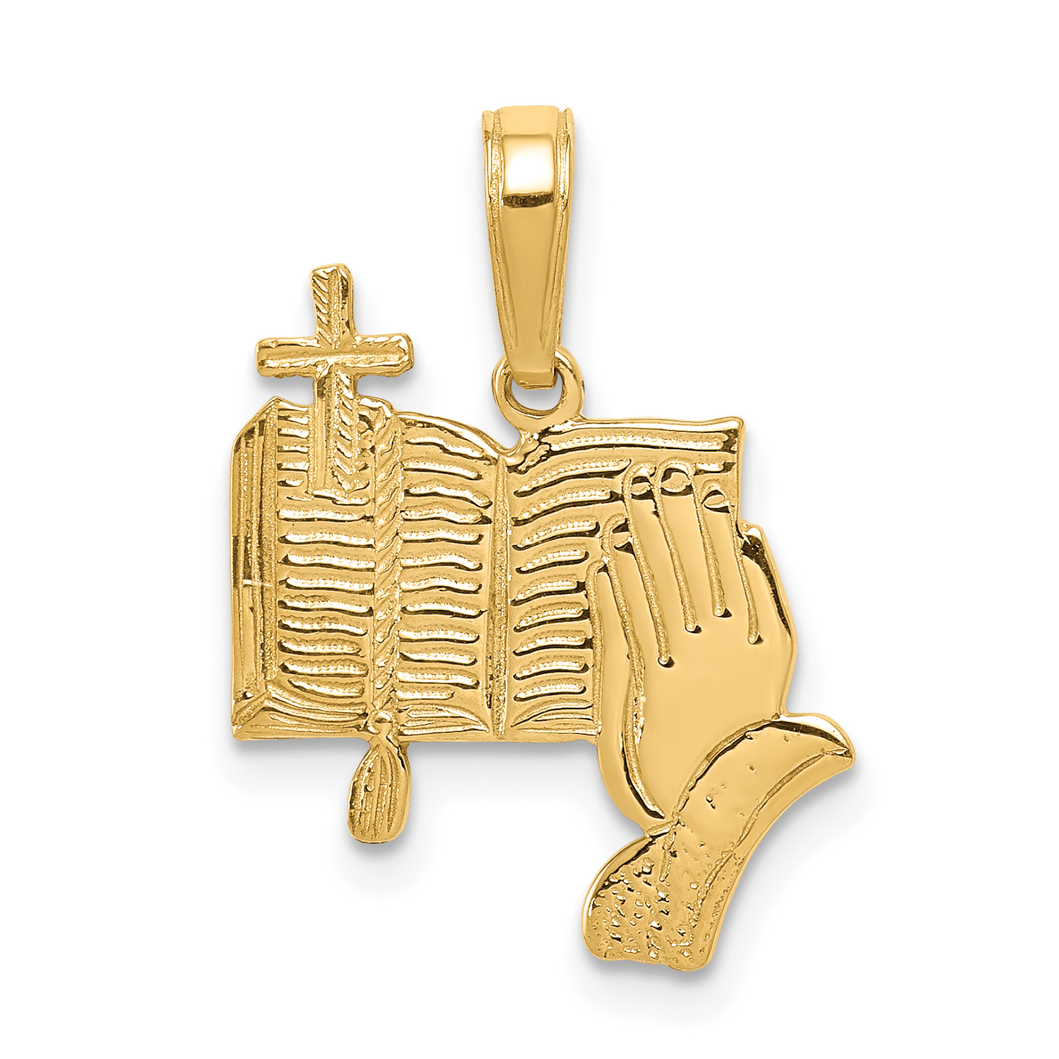14K Bible, Praying Hands, and Cross Pendant (C4419)