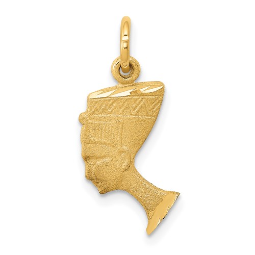 14K Yellow Gold Satin Front Polished Back Nefertiti Charm
