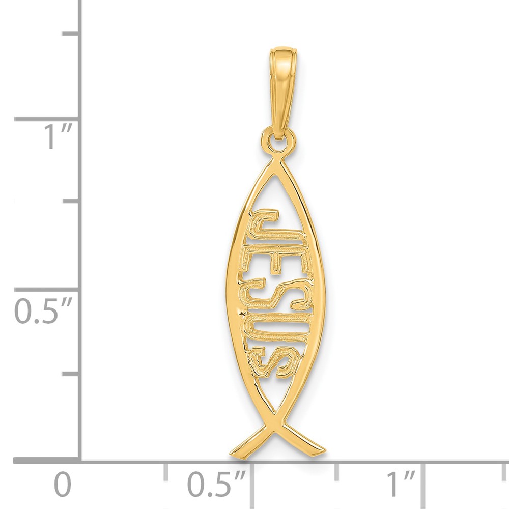 14K Ichthus Fish W/ JESUS Pendant (C4446)