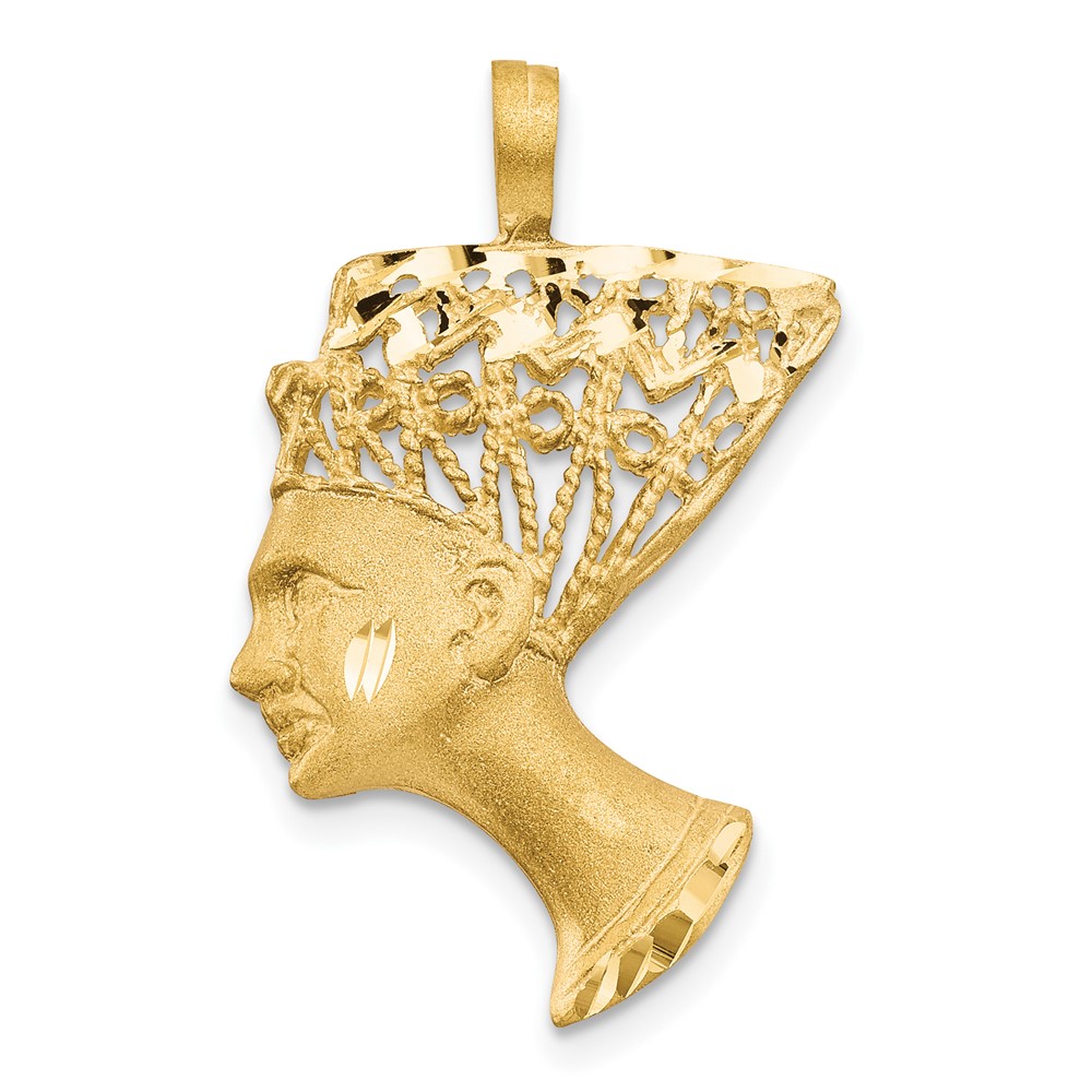 14K Satin Diamond-cut Nefertiti Charm