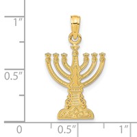 14K Yellow Gold Menorah Pendant view 4