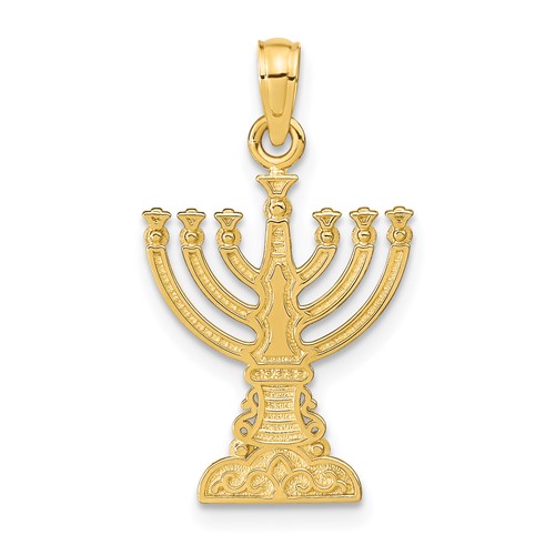 14K Yellow Gold Menorah Pendant