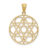 14K Yellow Gold Star of David Circles Pendant view 4