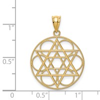 14K Yellow Gold Star of David Circles Pendant view 3