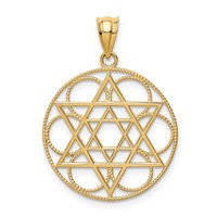 14K Yellow Gold Star of David Circles Pendant view 1