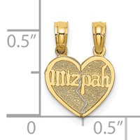 14K Yellow Gold Reversible 2-Piece Break-apart Mizpah Heart Charm view 3