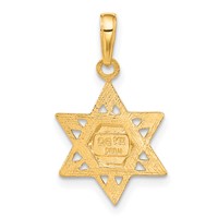 14K Yellow Gold Star of David Pendant with Tablets in Center view 3
