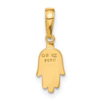 14K Yellow Gold Small Solid Hamsa Pendant view 3