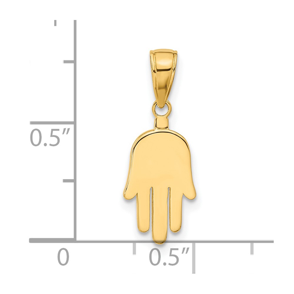 14K Large Solid Hamsa Pendant (C4469)