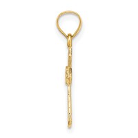 14K Yellow Gold Small Cross Charm with Flower view 2