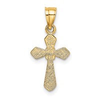14K Yellow Gold Small Cross Charm with Flower view 4
