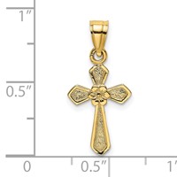 14K Yellow Gold Small Cross Charm with Flower view 3