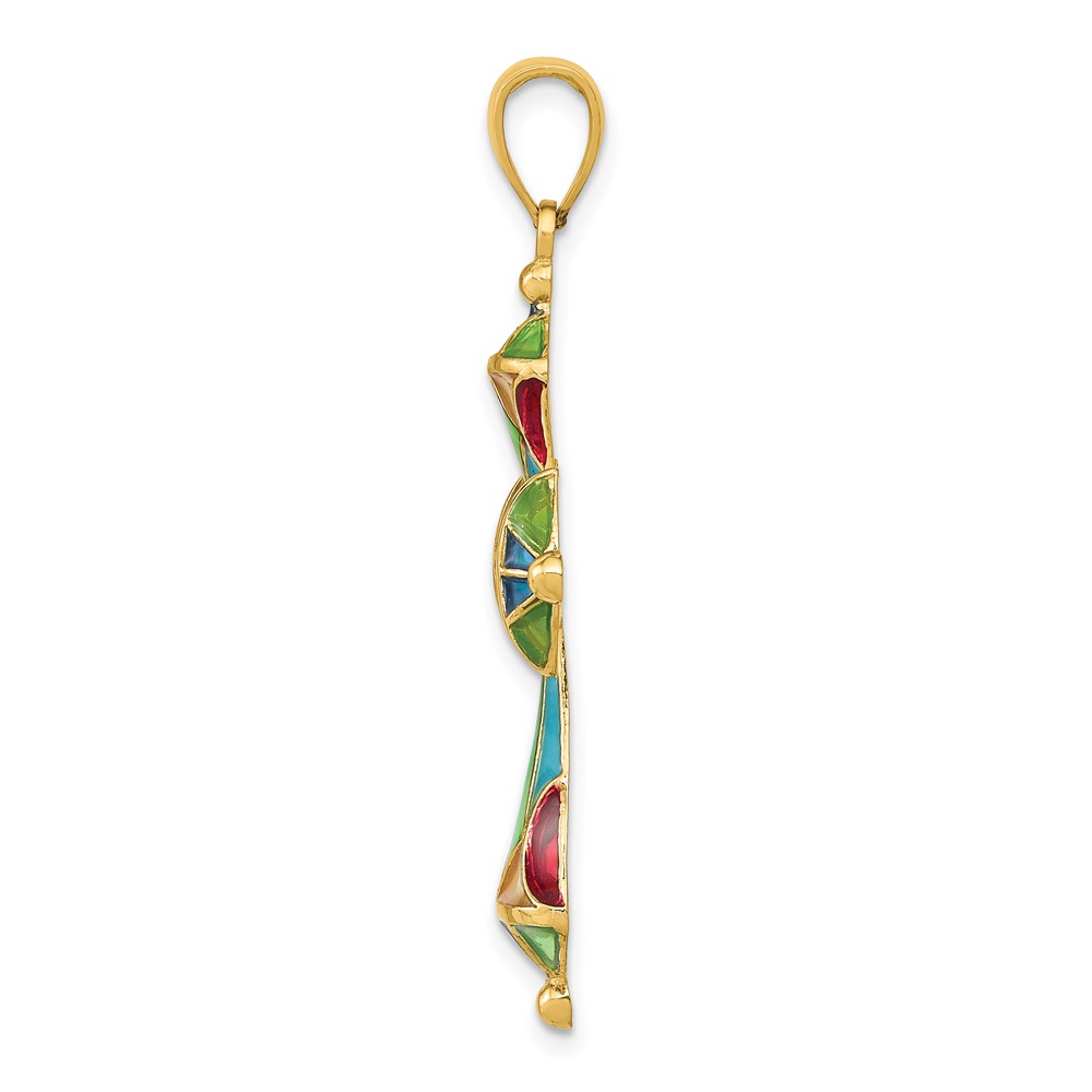 14K Multi Color Enamel Cross Pendant (C4486)