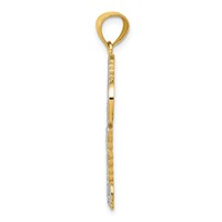 14K and White Rhodium Polished I Love You Script Fleur De Lis Heart Key Charm view 2