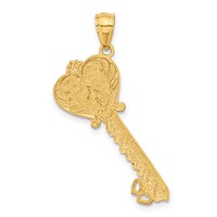 14K and White Rhodium Polished I Love You Script Fleur De Lis Heart Key Charm view 3