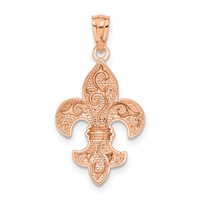 14K Rose Gold Fleur De Lis Pendant view 3