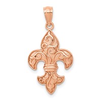 14K Rose Gold Fleur De Lis Pendant view 1