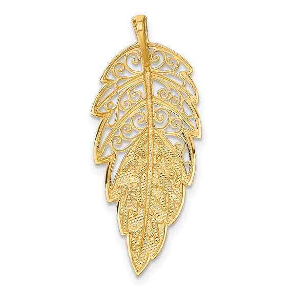 14k Diamond-Cut Leaf Chain Slide