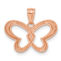 14K Rose Gold and White Rhodium Butterfly Pendant view 3