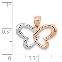 14K Rose Gold and White Rhodium Butterfly Pendant view 4