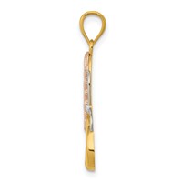14K Two-tone Pendant with White Rhodium Butterfly with Hearts view 2