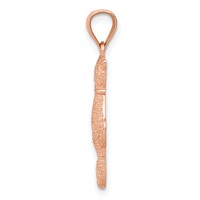 14K Rose Gold Polished and Satin Diamond-cut Two Sitting Cats Pendant view 2