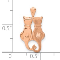 14K Rose Gold Polished and Satin Diamond-cut Two Sitting Cats Pendant view 4
